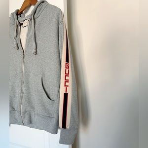 Like New Authentic Gucci Logo Unisex Technical Jersey Zip-Up Hoodie